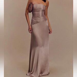 Meshki Serena Strapless Taffeta Ruched Corset Dress